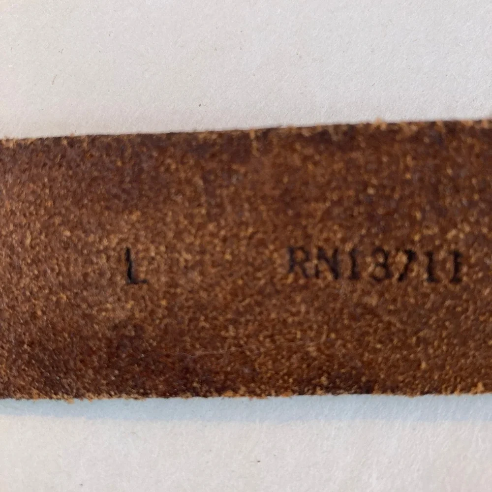 Amanda Smith Brown Genuine Leather Belt Braided Woven Silver Tone Buckle‎ Size L